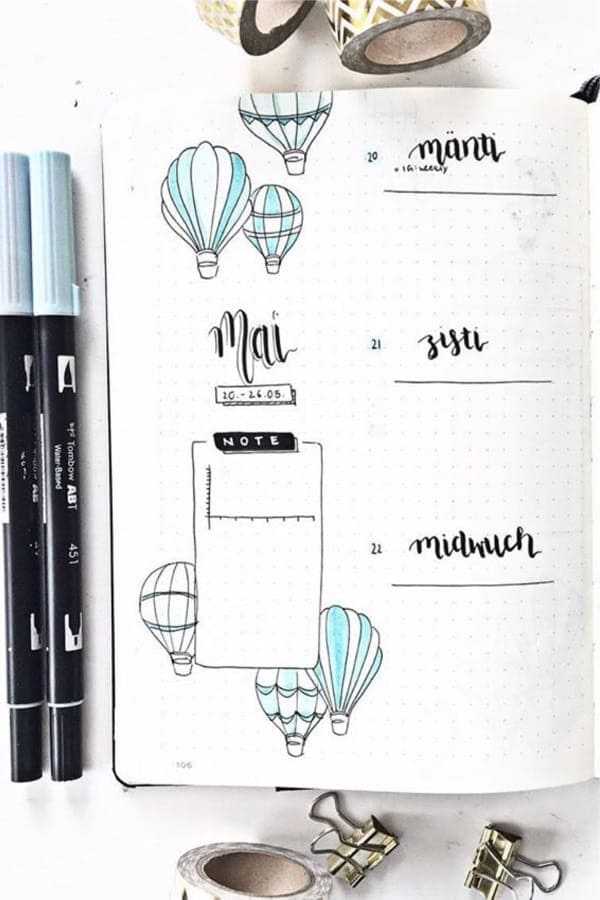 Hot Air Balloon Weekly Spread