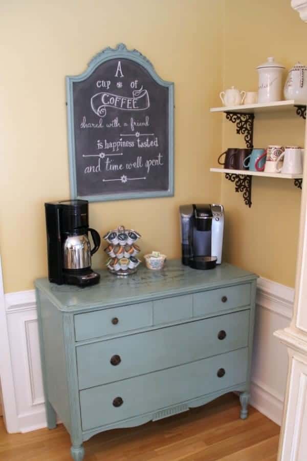 “COFFEE BAR” SERVER WITH SHELVES