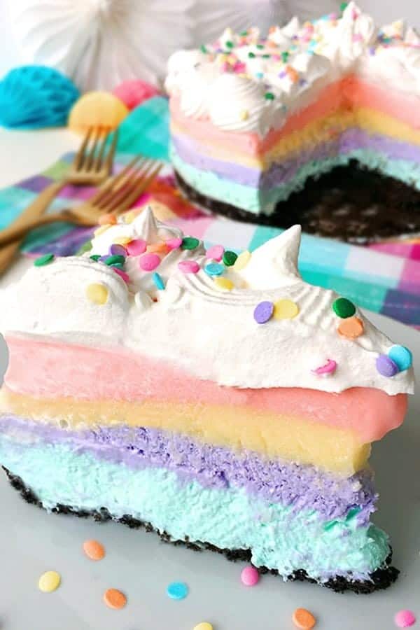 Rainbow Unicorn Dessert Lasagna