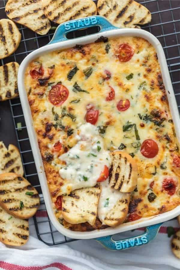 Cheesy Tomato Mozzarella Caprese Dip