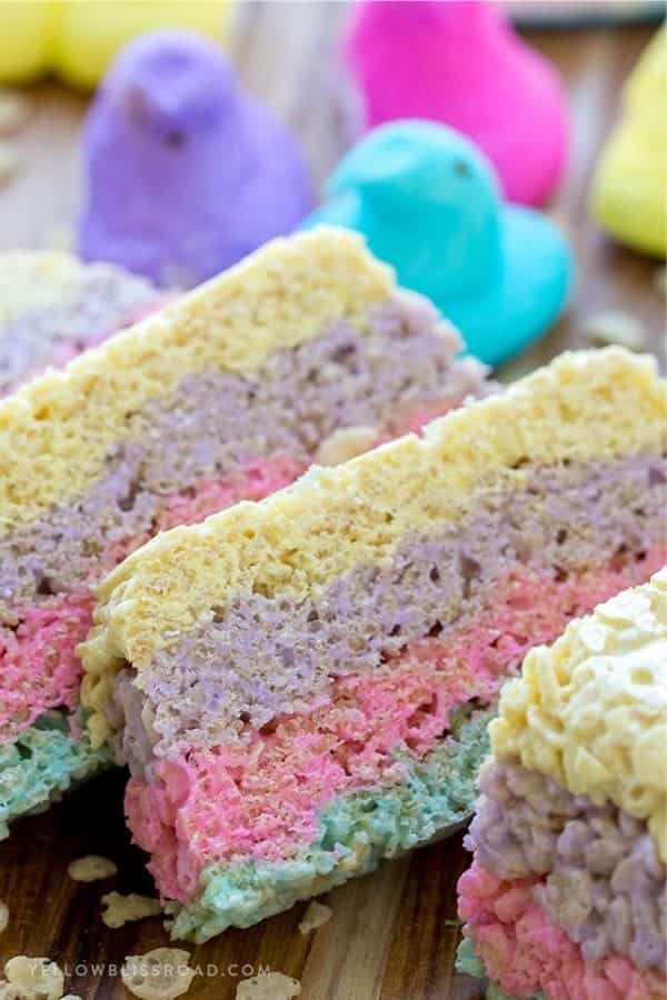 Layered Peeps Rice Krispie Treats