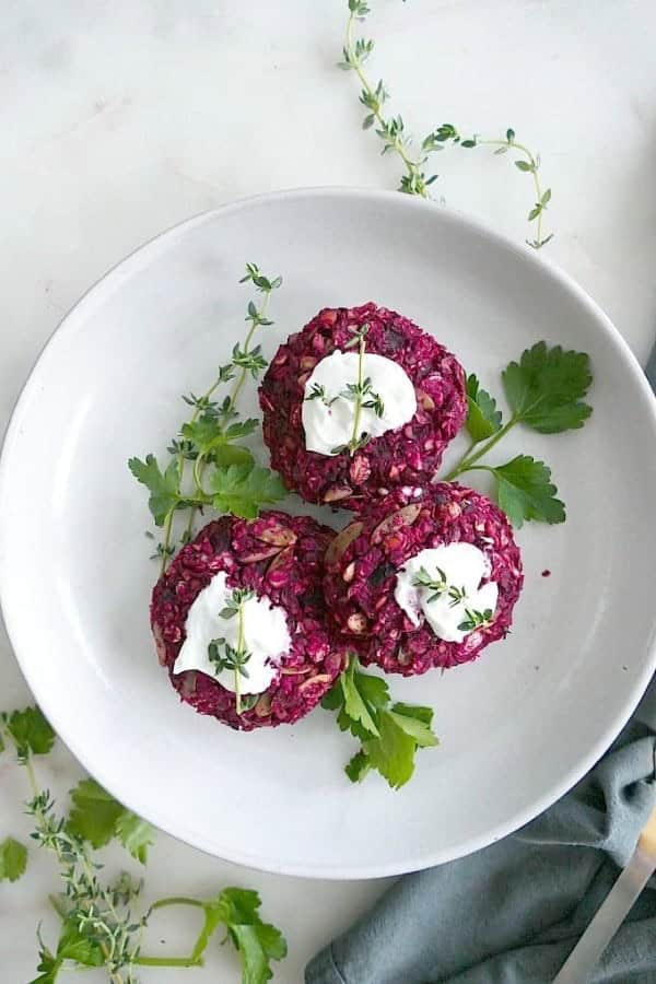 BEET AND GREEN LENTIL CAKES