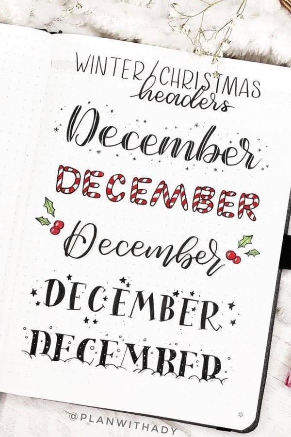 December Bujo Titles