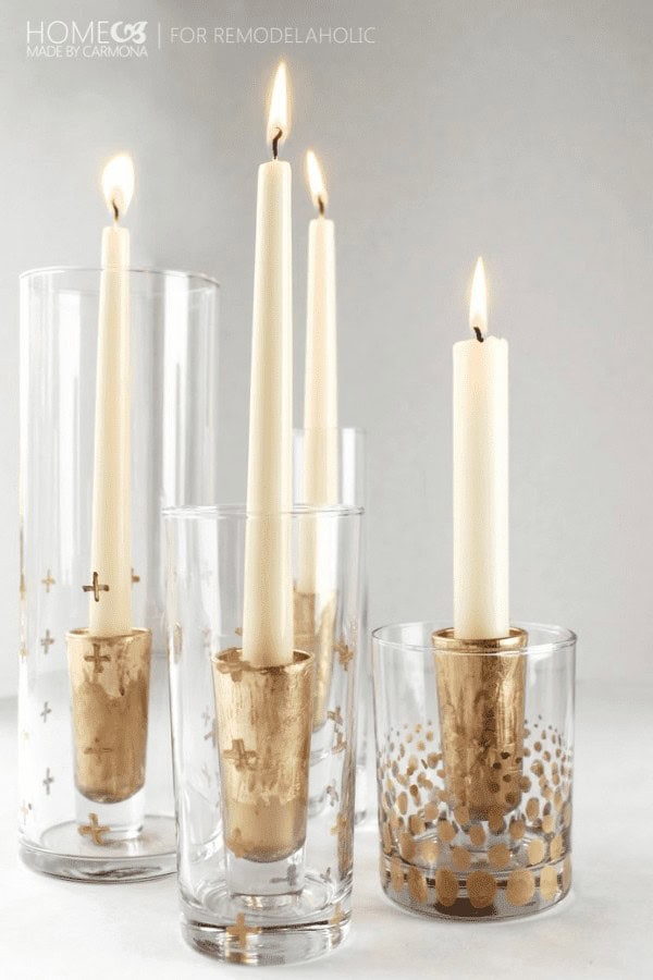 Gold Leaf Candle Holders