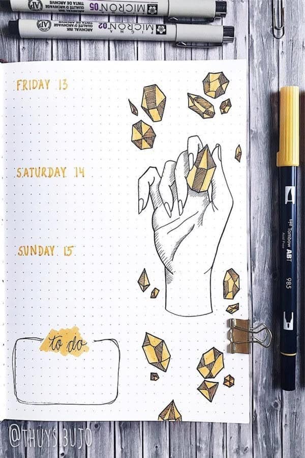 Weekly Spread With Yellow Gems