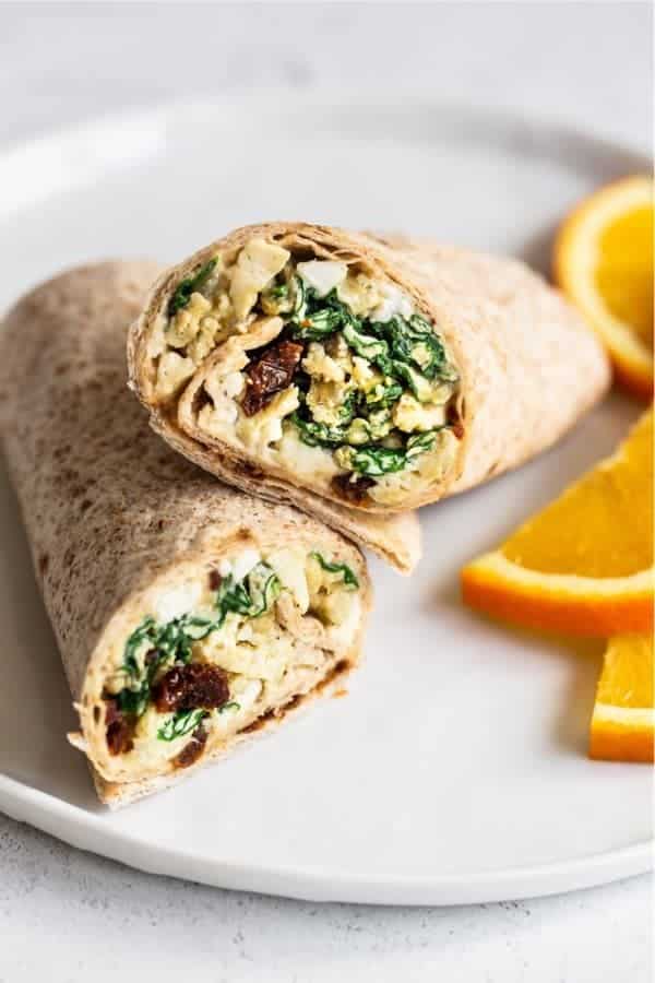 Egg, Spinach and Feta Breakfast Wrap