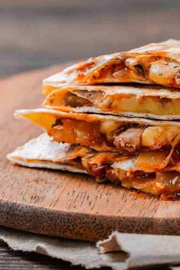 CHEESY PORK QUESADILLAS