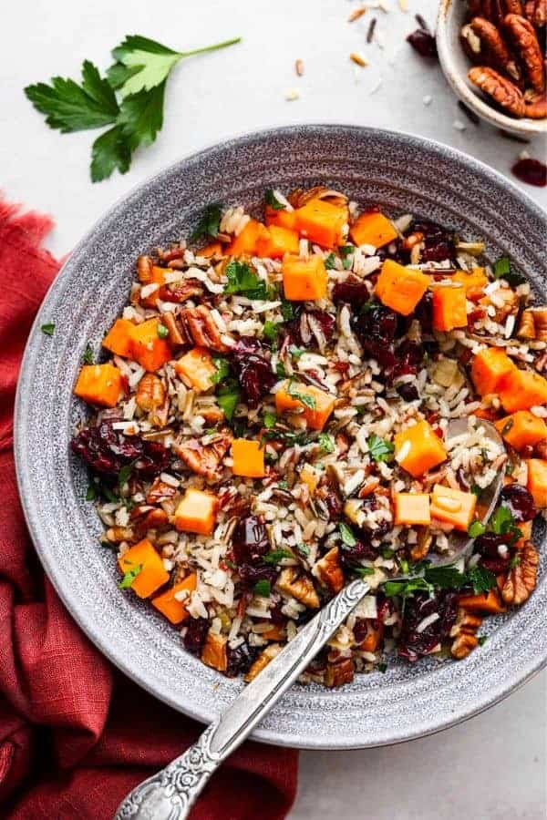 CRANBERRY PECAN SWEET POTATO WILD RICE PILAF