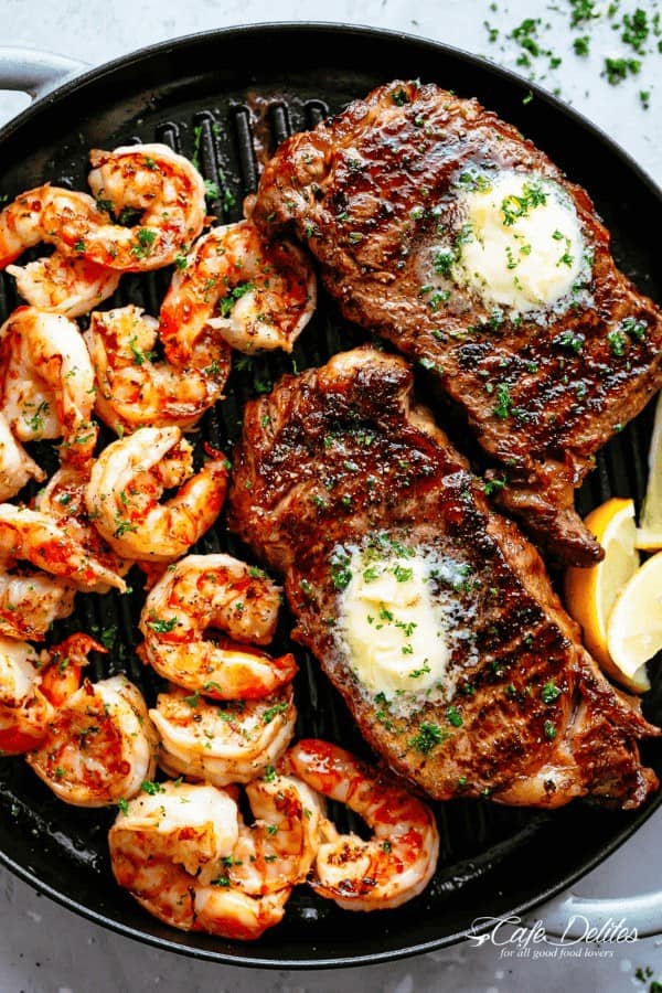 Garlic Butter Grilled Steak & Shrimp