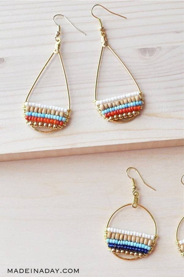 How to Make Beachy Boho Beaded Hoop Earrings