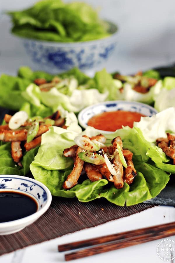 Korean BBQ Style Spicy Pork Lettuce Wraps