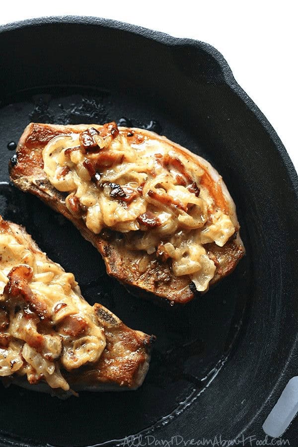 Onion Bacon Smothered Pork Chops