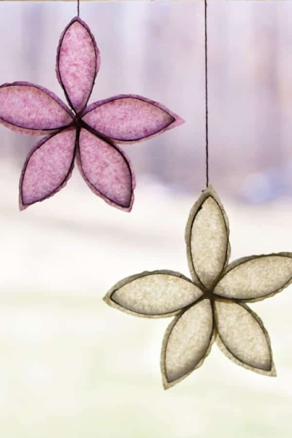 Cardboard Roll Flower Suncatcher Craft