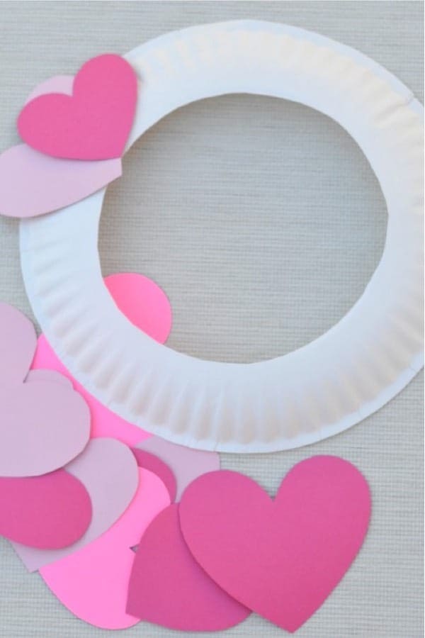 Paper Plate Valentine’s Day Heart Wreath Craft