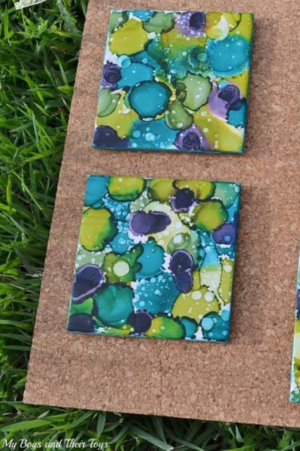 DIY Alcohol Ink Dyed Coasters