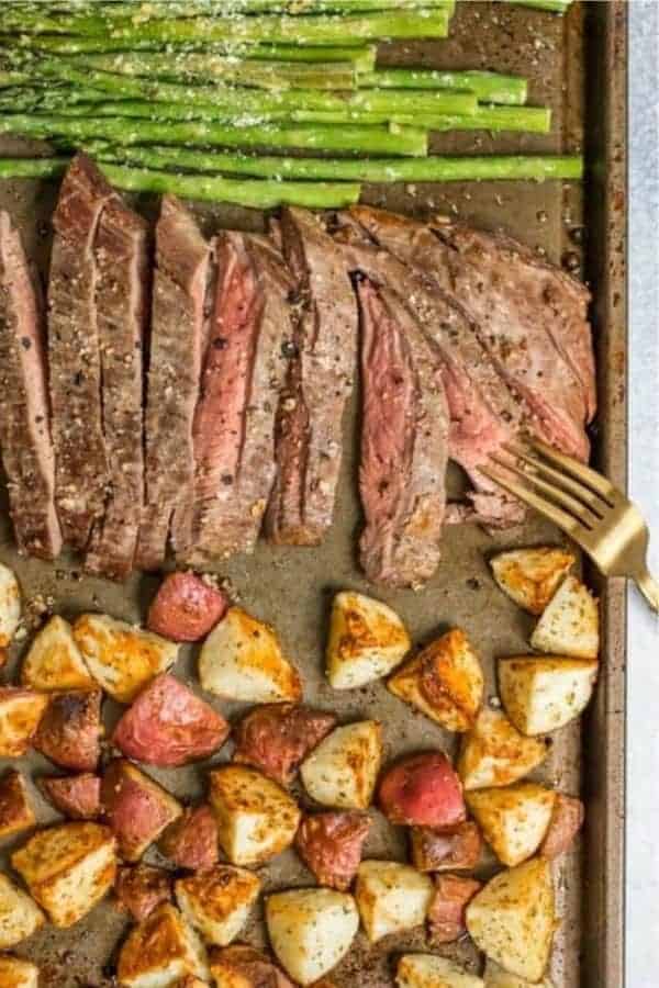 Parmesan Crusted Steak and Potato Sheet Pan Dinner