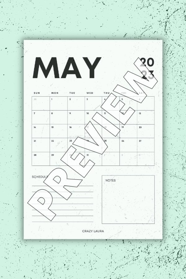 May Vertical Calendar