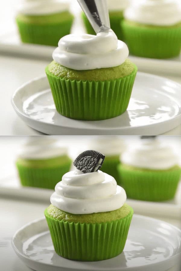 Oreo-Shamrock Shake Cupcakes