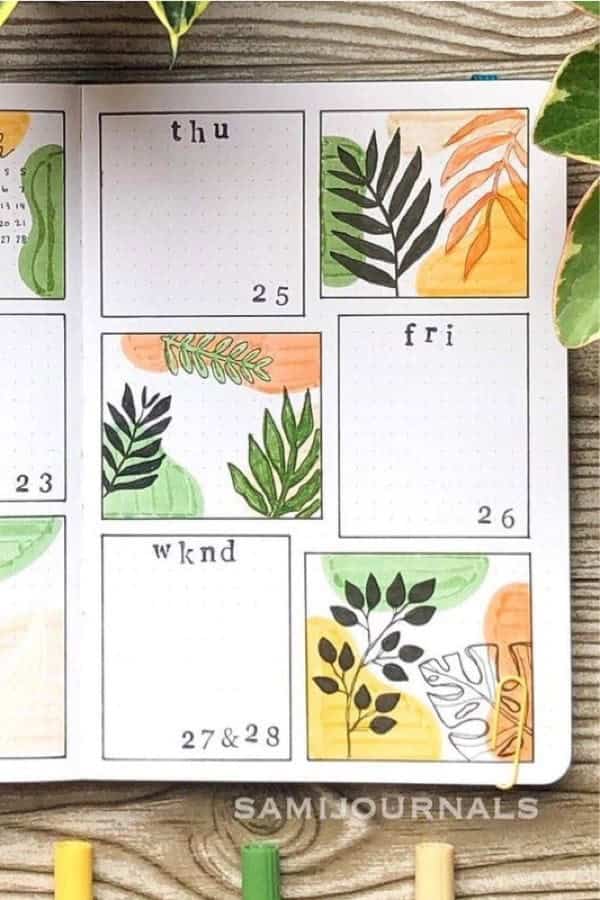 Plant Theme Boxy Weekly Spread