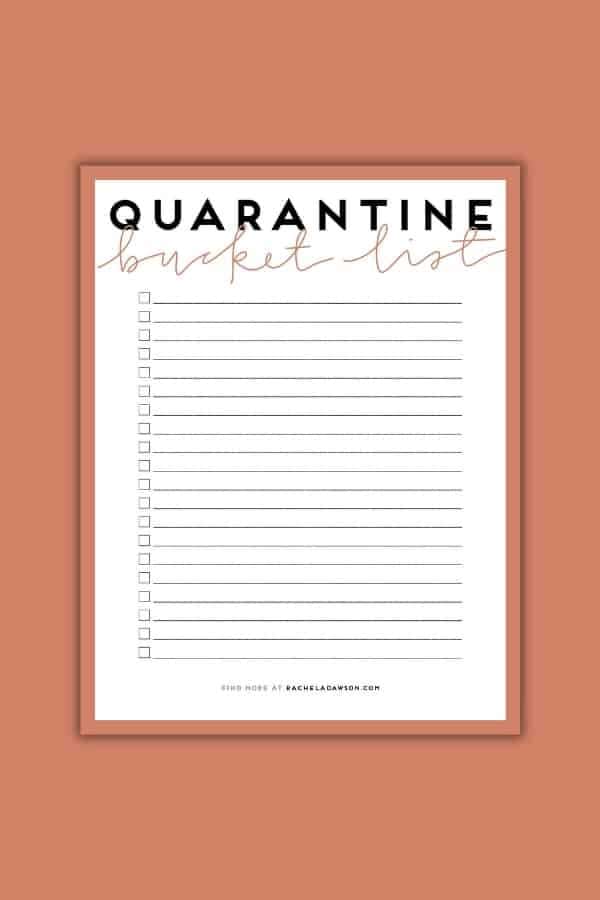 QUARANTINE BUCKET LIST