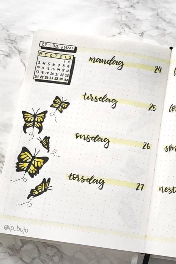 Yellow Butterfly Weekly Layout