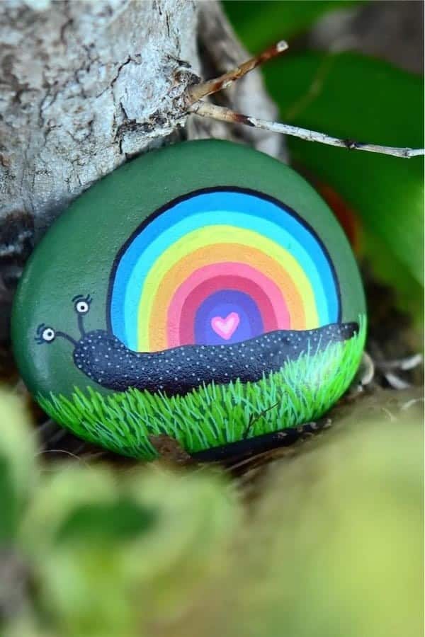 Rainbow Snail Painted Pebble