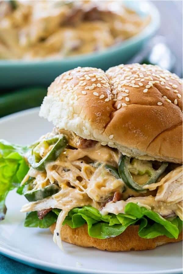 Jalapeno Popper Shredded Chicken Sandwiches