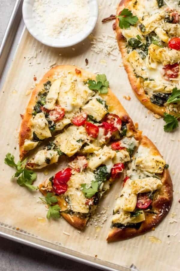 Artichoke Tomato and Spinach Flatbread