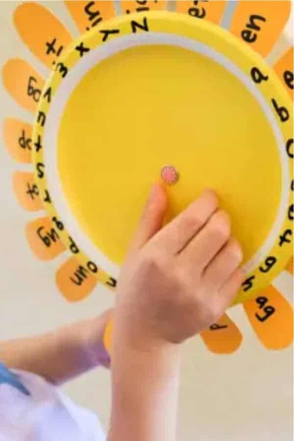 Paper Plate Sunflower Word Family Activity