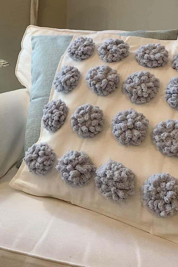 CHENILLE YARN POM POM PILLOW