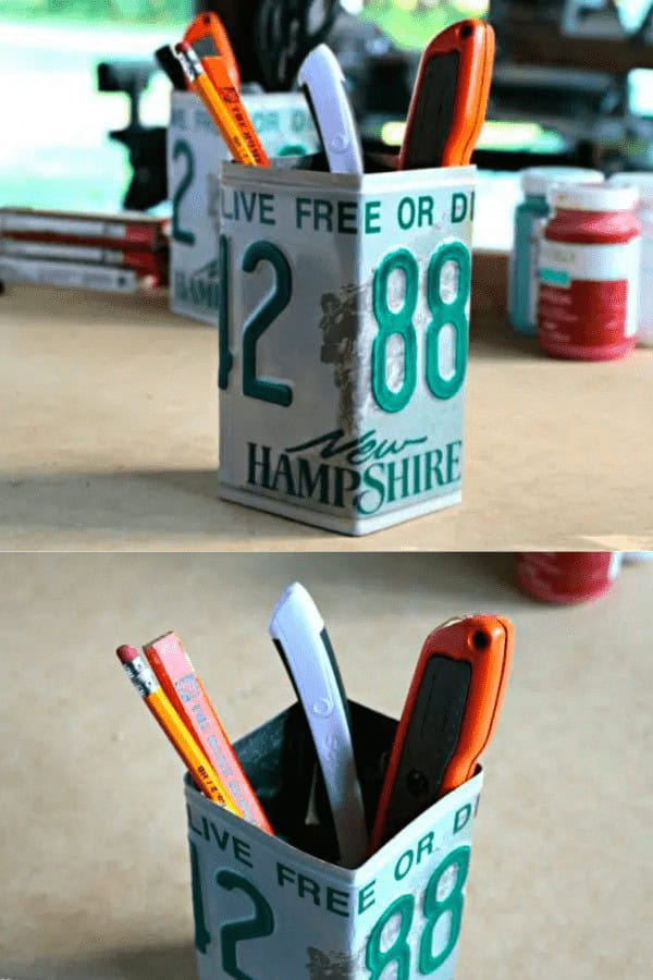 License Plate Pencil Cup