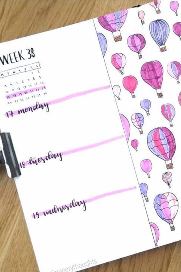 Pink Hot Air Balloon Weekly Spread