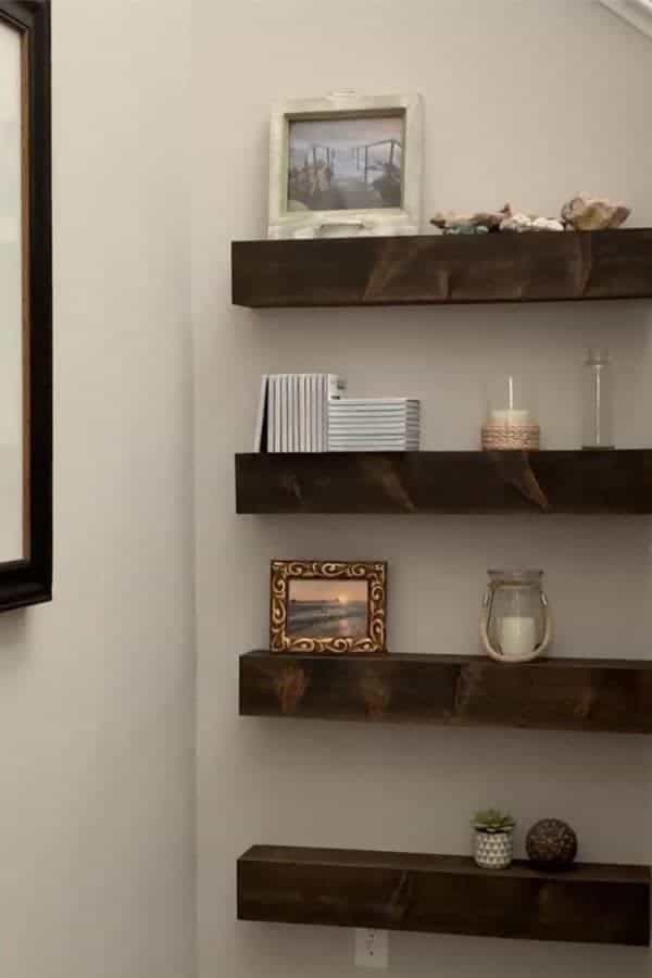 Dark Wood Hallway Floating Shelves