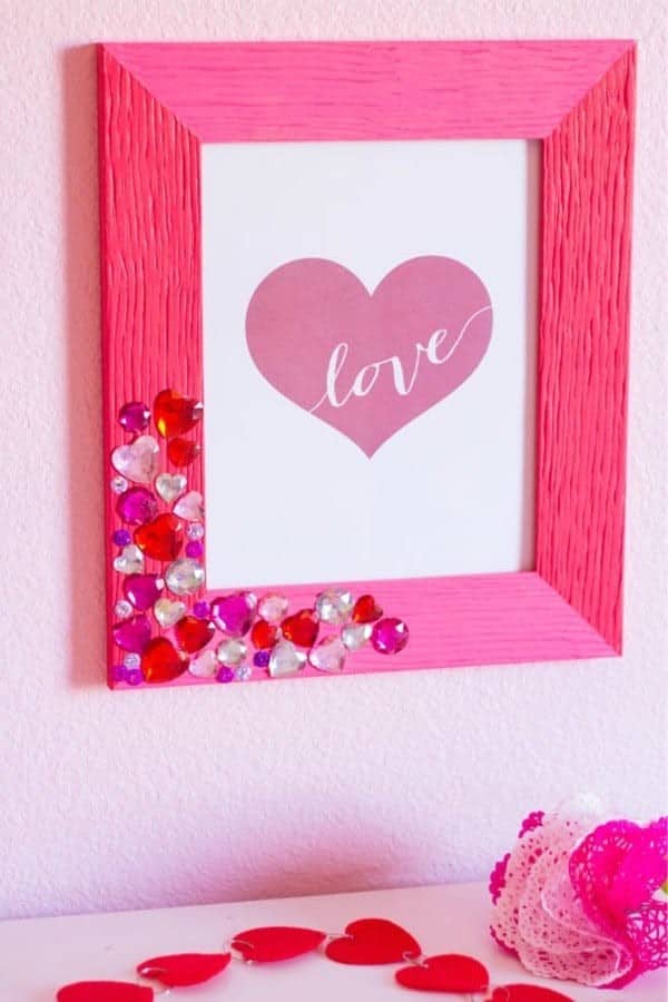 DIY Valentine Jewel Picture Frame