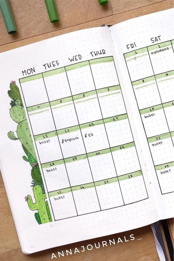 Green Monthly Spread