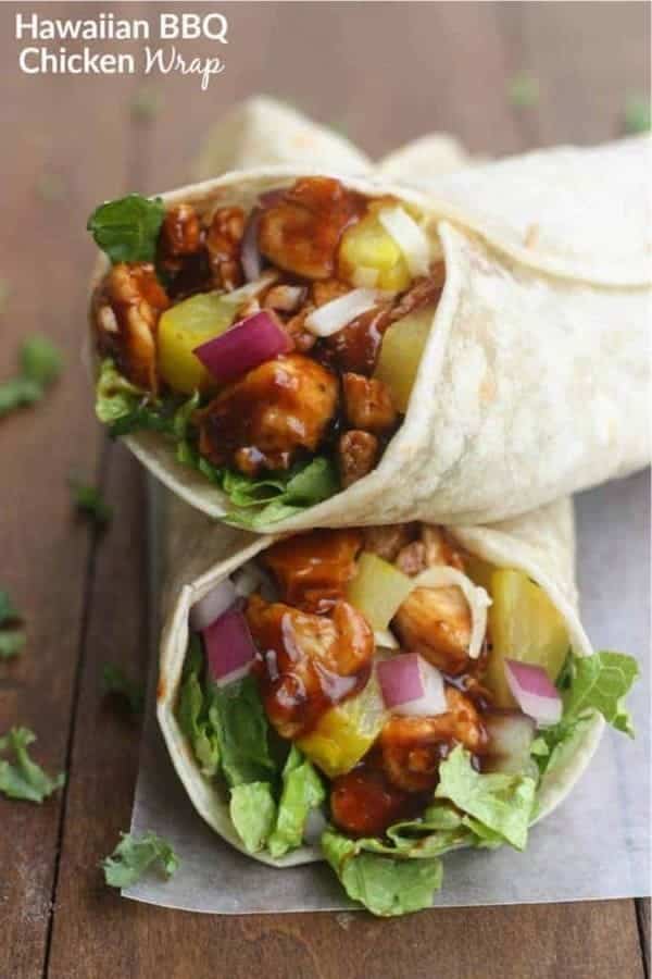 Hawaiian BBQ Chicken Wraps