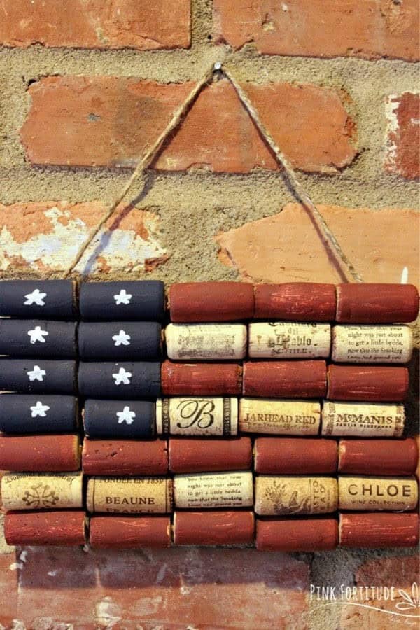 American Flag Wine Cork Upcycle Craft