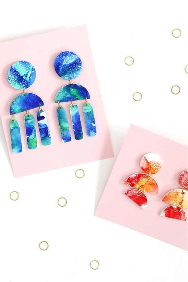 Alcohol Ink Shrinky Dink Earrings