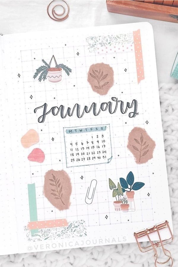 January Bullet Journal Cover Spread