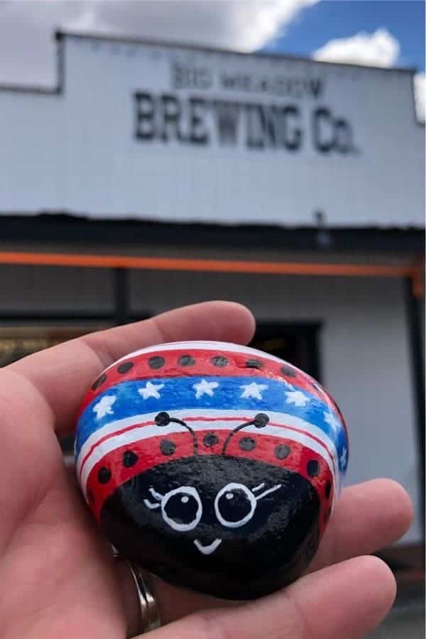 July 4th Lady Bug Painted Stone