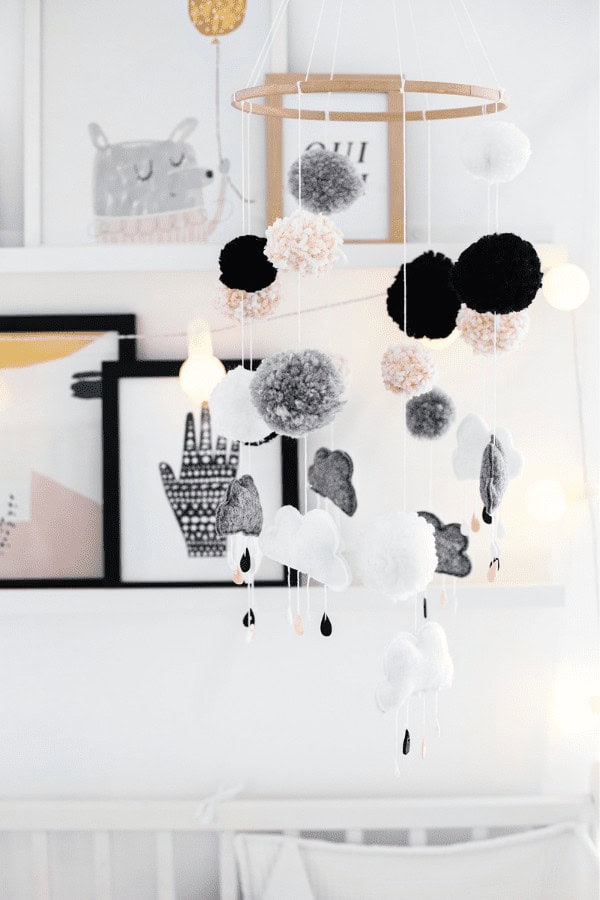 Pom Poms and Cloud Felt Mobile