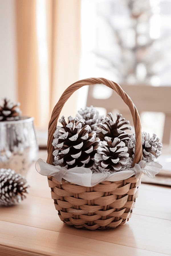 Frosted Pinecone Basket