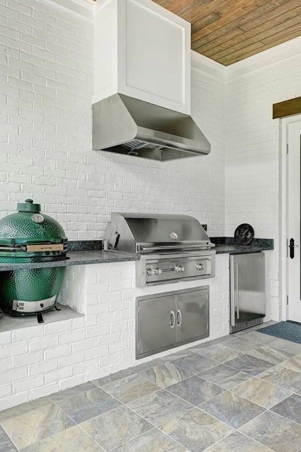 White Brick Backyard Kitchen