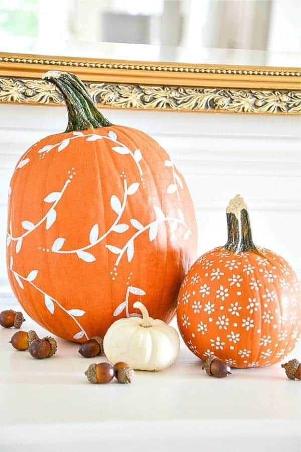 White Pattern Painted Pumpkin