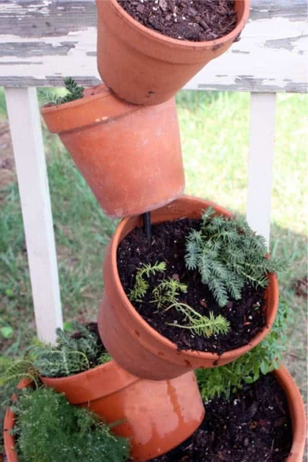 Tiered Miniature Garden With Clay Pots