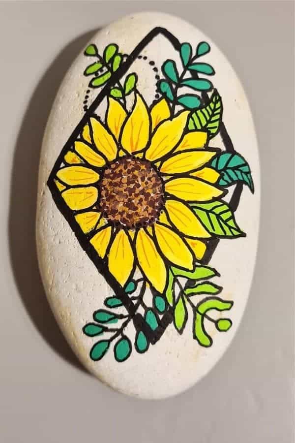 Sunflower Painted Pebble