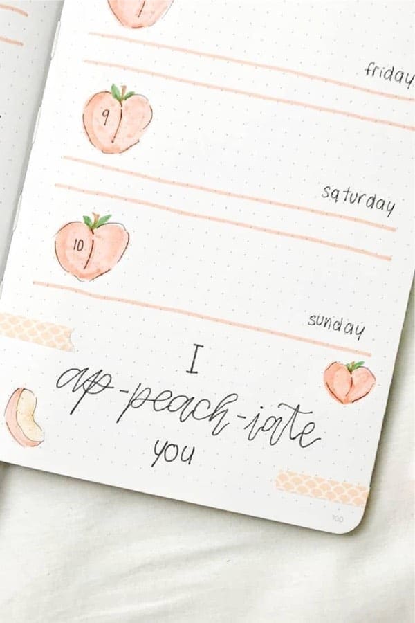 Cute Peach Weekly Log