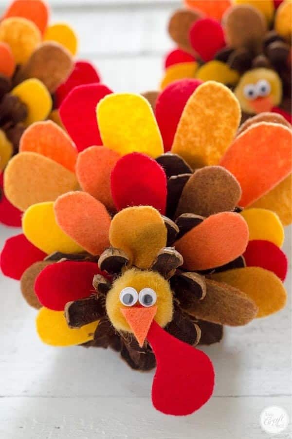 DIY Pinecone Turkey Craft For Kids