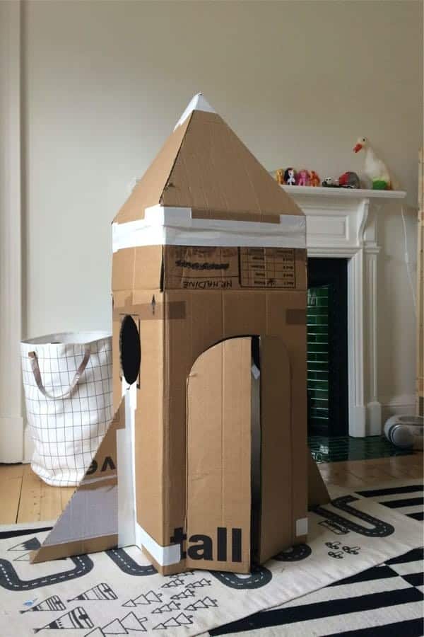 Recycled Cardboard Box Rocket Ship