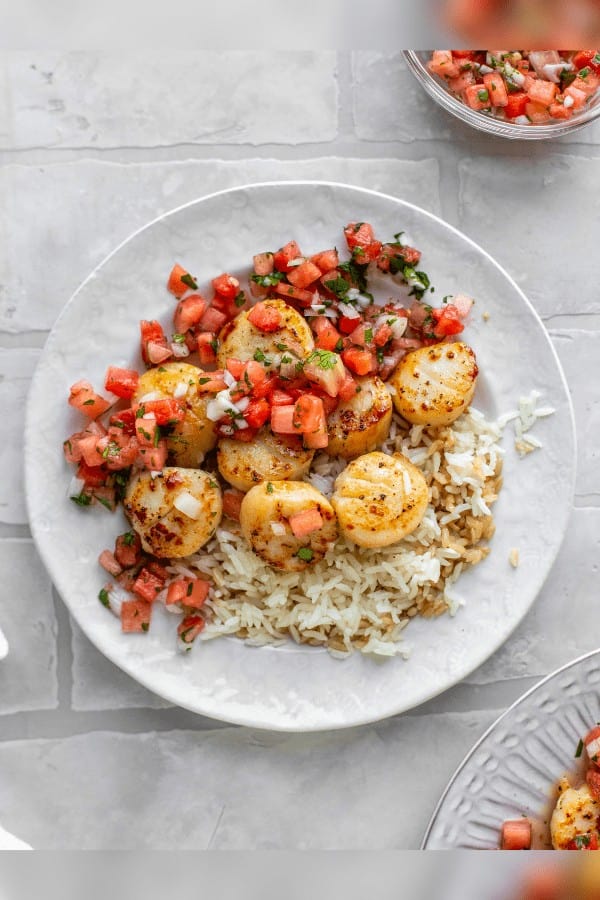 Garlic Butter Scallops With Watermelon Salsa